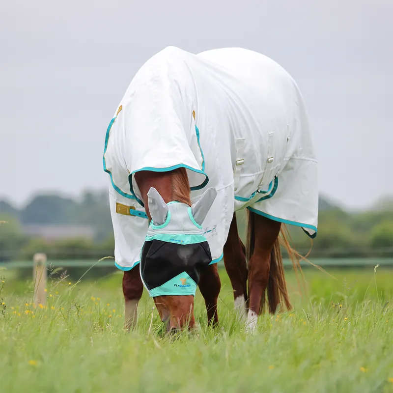 Shires FlyGuard Pro Air Motion Fly Mask with Ears - Aqua-3